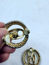 Load image into Gallery viewer, Vintage Two-Tone Gold and Silver Clip-On Door-Knocker Round Earrings USA
