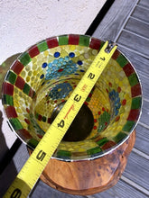Load image into Gallery viewer, Modern Mosaic Glass Hurricane Candle Holder Multicolor Abstract Pattern

