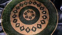 Load image into Gallery viewer, Vintage Culver Valencia 22K Gold Green Fresco Glass Serving Platter 14"
