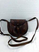 Load image into Gallery viewer, Vintage 1970s Hand-Tooled Mexican Leather Crossbody Saddle Bag Floral
