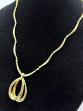 Load image into Gallery viewer, Vintage Crown Trifari Gold-Toned Triple Teardrop Pendant Necklace Signed
