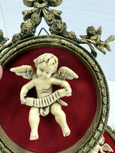 Load image into Gallery viewer, Vintage Norleans Italy Cherub Wall Plaque Pair Ornate Gold Oval Frames
