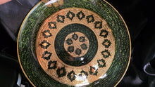 Load image into Gallery viewer, Vintage Culver Valencia 22K Gold Green Fresco Glass Serving Platter 14"
