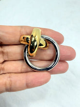 Load image into Gallery viewer, Vintage 1990s Two-Tone Gold Silver Fixed X Doorknocker Stud Dangle Earrings

