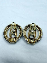 Load image into Gallery viewer, Vintage Two-Tone Gold and Silver Clip-On Door-Knocker Round Earrings USA
