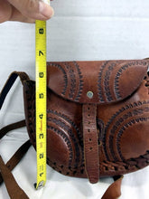Load image into Gallery viewer, Vintage 1970s Hand-Tooled Mexican Leather Crossbody Saddle Bag Floral
