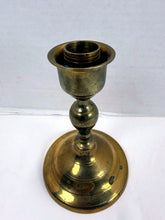 Load image into Gallery viewer, Vintage 1970s Solid Brass Candlestick Holder Turned Baluster Stem USA
