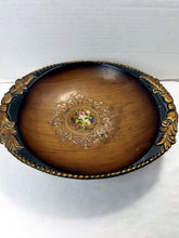 Load image into Gallery viewer, Vintage Ceramic Ornate Pedestal Centerpiece Bowl Faux Wood Gold Finish China
