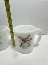 Load image into Gallery viewer, Vintage Fire-King Milk Glass Ring-Necked Pheasant Wildlife Coffee Mugs Set of 2
