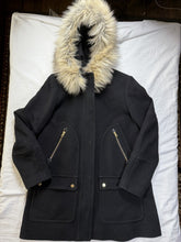 将图片加载到图库查看器，J.Crew Chateau Parka Italian Stadium-Cloth Wool Coat Black Women's Size 10

