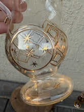 Load image into Gallery viewer, Vintage Bohemian Czech Glass Decanter Ewer Hand Painted 24K Gold Mid Century
