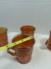 Charger l'image dans la galerie, Antique Fenton Marigold Carnival Glass Orange Tree Mugs Set of 4
