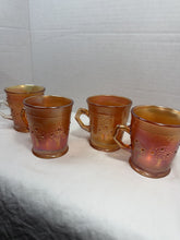 Charger l'image dans la galerie, Antique Fenton Marigold Carnival Glass Orange Tree Mugs Set of 4
