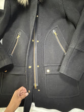 将图片加载到图库查看器，J.Crew Chateau Parka Italian Stadium-Cloth Wool Coat Black Women's Size 10
