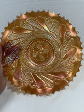 Charger l'image dans la galerie, Vintage Brockwitz Curved Star Marigold Iridescent Carnival Glass Bowl
