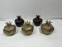 Load image into Gallery viewer, Vintage ACAR Turkey Gold Pomegranate Embossed Trinket Candy Boxes Set of 5
