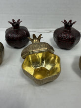Load image into Gallery viewer, Vintage ACAR Turkey Gold Pomegranate Embossed Trinket Candy Boxes Set of 5
