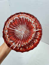 Load image into Gallery viewer, Vintage Bohemian Ruby Red Cut-to-Clear Crystal Starburst Floral Vase Czech
