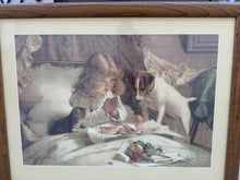 गैलरी व्यूवर में इमेज लोड करें, Vintage Charles Burton "Suspense" Victorian Art Print Framed Lithograph 24x21
