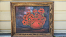 Load image into Gallery viewer, Vintage Original Oil Painting Red Poppies Floral Still Life Signed Delois Framed

