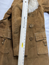 Load image into Gallery viewer, Vintage Jeno de Paris Suede Trench Coat Tibetan Lamb Fur Women's Small Rare
