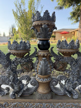 Load image into Gallery viewer, Vintage Large Baroque Rococo Resin 5 Light Candelabra Silver Ornate Centerpiece
