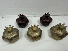 Load image into Gallery viewer, Vintage ACAR Turkey Gold Pomegranate Embossed Trinket Candy Boxes Set of 5
