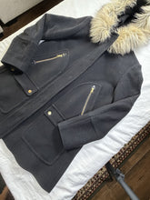 将图片加载到图库查看器，J.Crew Chateau Parka Italian Stadium-Cloth Wool Coat Black Women's Size 10
