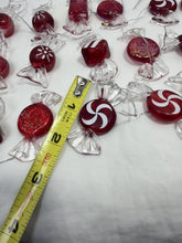 将图片加载到图库查看器，Vintage Acrylic Red White Peppermint Candy Christmas Ornaments Lot of 30

