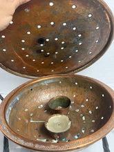 将图片加载到图库查看器，Antique Persian Ghalamzani Hand-Hammered Copper Chafing Dish Food Warmer Set
