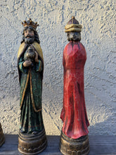 Load image into Gallery viewer, Vintage Three Kings Wise Men Nativity Statues 15 Inch Faux Wood Resin Mexico
