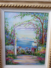 Cargar imagen en el visor de la galería, Original Doreen Abegg "Art From The Heart" Coastal Garden Oil Painting Framed
