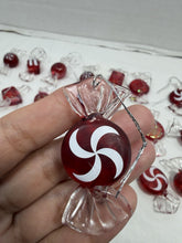 将图片加载到图库查看器，Vintage Acrylic Red White Peppermint Candy Christmas Ornaments Lot of 30
