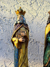 Load image into Gallery viewer, Vintage Three Kings Wise Men Nativity Statues 15 Inch Faux Wood Resin Mexico
