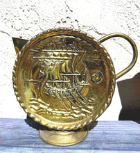 Load image into Gallery viewer, Vintage Peerage England Embossed Brass Viking Ship Pitcher Set of Two
