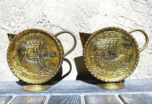 Load image into Gallery viewer, Vintage Peerage England Embossed Brass Viking Ship Pitcher Set of Two
