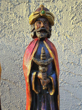 Load image into Gallery viewer, Vintage Three Kings Wise Men Nativity Statues 15 Inch Faux Wood Resin Mexico
