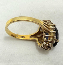 Load image into Gallery viewer, Vintage Pear Cut Blue Stone Halo Ring 925 Sterling Silver Size 7.5 Jewelry
