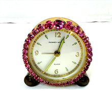 Load image into Gallery viewer, 1950s Phinney-Walker Pink Rhinestone Boudoir Alarm Clock Germany - NOT TESTED
