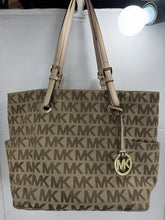 Load image into Gallery viewer, MICHAEL Michael Kors Jet Set Signature Logo Canvas Tote Bag Brown Large
