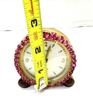 Load image into Gallery viewer, 1950s Phinney-Walker Pink Rhinestone Boudoir Alarm Clock Germany - NOT TESTED
