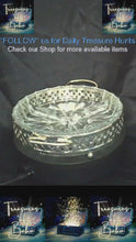 Load and play video in Gallery viewer, Mid-Century Modern Divided Relish Dish &amp; Silver Carrier | Vintage Glass Serving Tray | MCM Textured Appetizer Nut Candy Condiment Bowl

