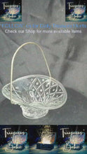 Load and play video in Gallery viewer, Avon Vintage Clear Pressed Glass Basket with Gold Metal Handle
