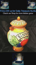 Load and play video in Gallery viewer, Nonni’s Biscotti Cookie Jar | Vintage Hand-Painted Ceramic Tuscan Kitchen Canister – 12” Tall
