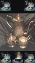 在图库查看器中加载和播放视频，Vintage Silver-Plated Coffee &amp; Tea Service Set – Unmarked 3-Piece Collection with Ornate Handles and Timeless Patina
