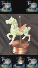 在图库查看器中加载和播放视频，Aldon Fine Porcelain Carousel Horse Music Box – 1985 Floral Pastel Collectible
