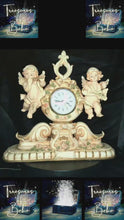 Load and play video in Gallery viewer, Vintage Cherub Mantel Clock – Ornate Rococo Floral Table Clock with Dual Angels and Roman Numerals
