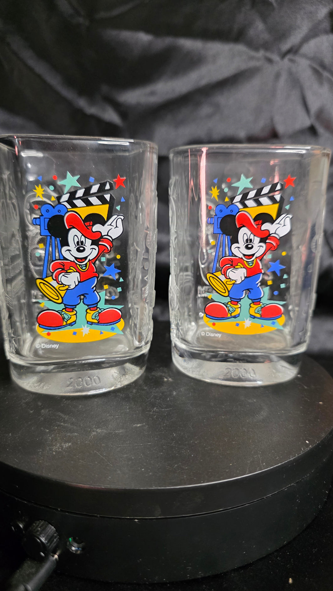 Walt Disney World 2000 “Hollywood Studios” Collector Glasses – Pair – Mickey Mouse Director Edition