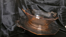 Load image into Gallery viewer, Vintage Pink Depression Glass Serving Bowl &amp; Underplate – Octagonal handled set (Imperial Glass Style, 1930s)
