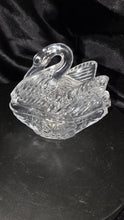 Load image into Gallery viewer, Vintage Lead Crystal Swan Trinket Box - Elegant Clear Glass with Etched Wings Made in Taiwan
